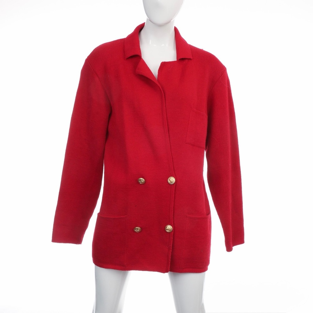 Aquascutum London Red Cardigan with Gold Buttons